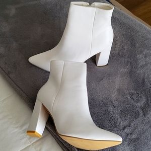 White Pointed Toe Ankle Boots